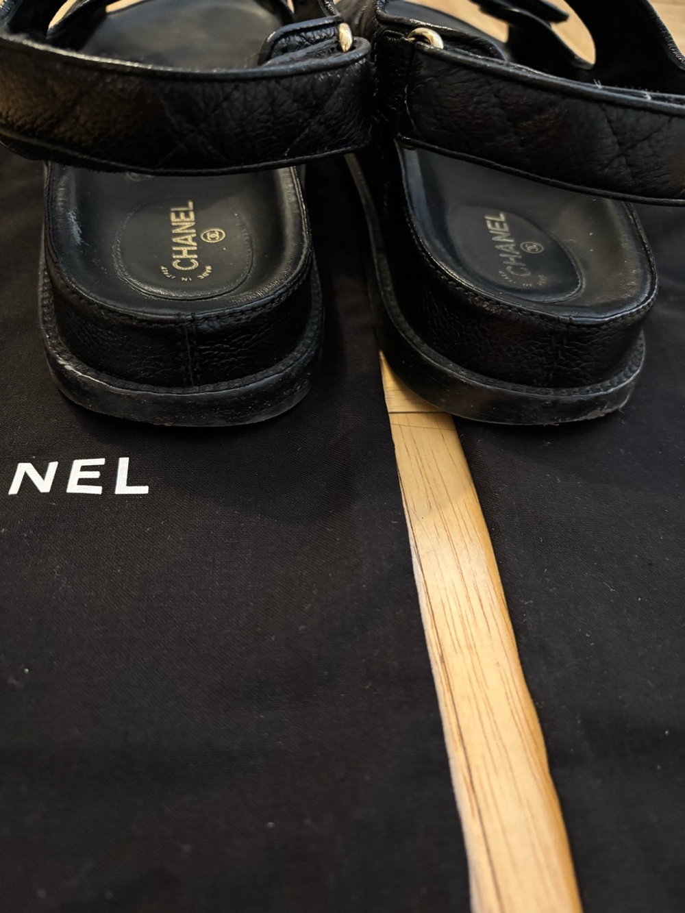 CHANEL Quilted Leather CC Logo Dad Sandals - Picture 9 of 15